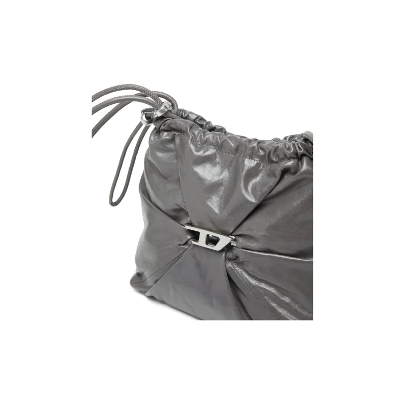DIESEL Cow Leather Bucket Bags Shoulder Bags Women's Gray-5