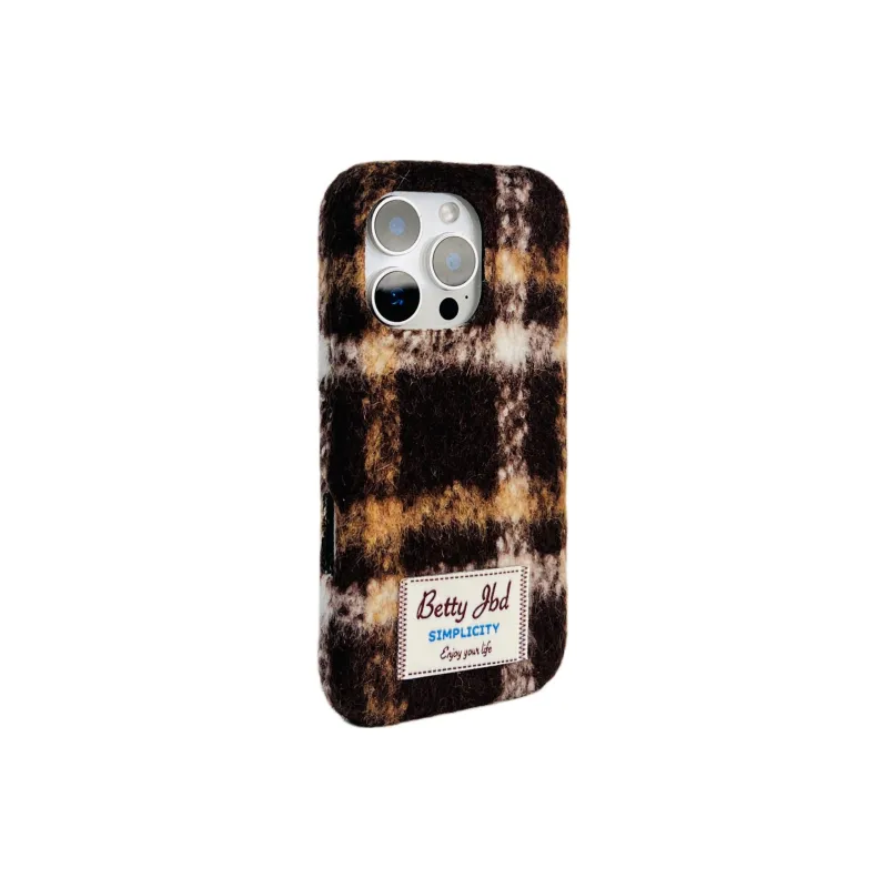 Wei Xin Plush Material Label Plush Mesh Phone Cases Compatible With IPhone 16/15 Pro Max/Apple 13/14 Pro/Max-9