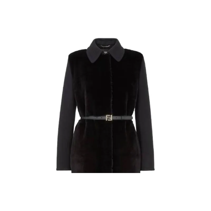 FENDI Coats Women's Black-3