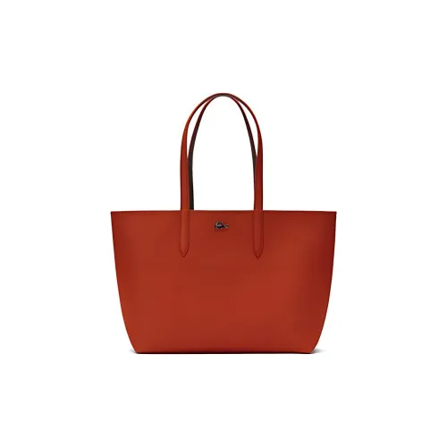LACOSTE PVC Tote Bag Shopping Bag Shoulder Bag Handbag Large Size Women's Red Tea Brown & Dark Cloud Black
