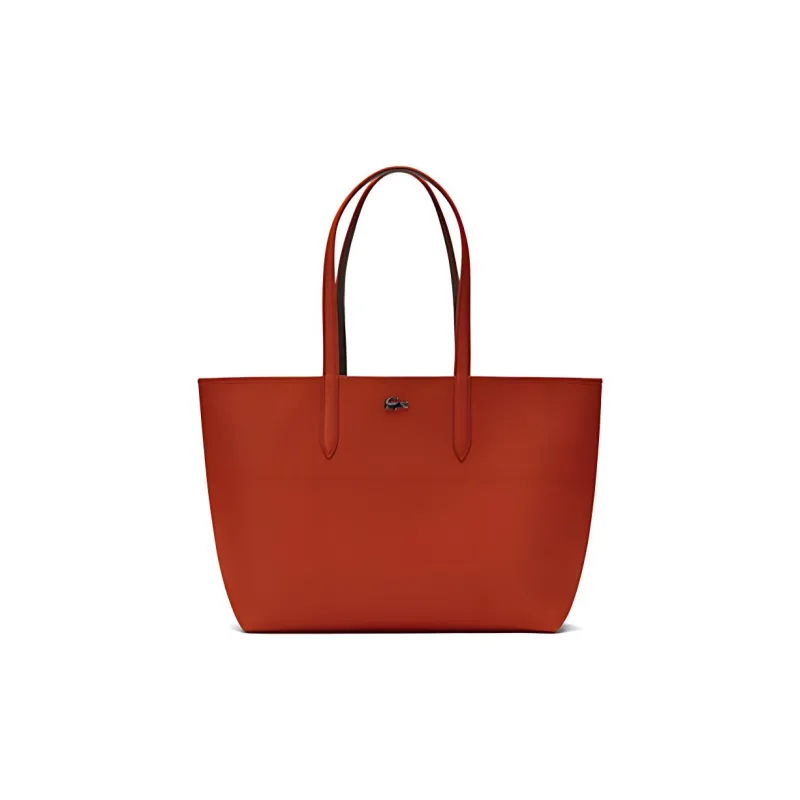 LACOSTE PVC Tote Bag Shopping Bag Shoulder Bag Handbag Large Size Women's Red Tea Brown & Dark Cloud Black-0