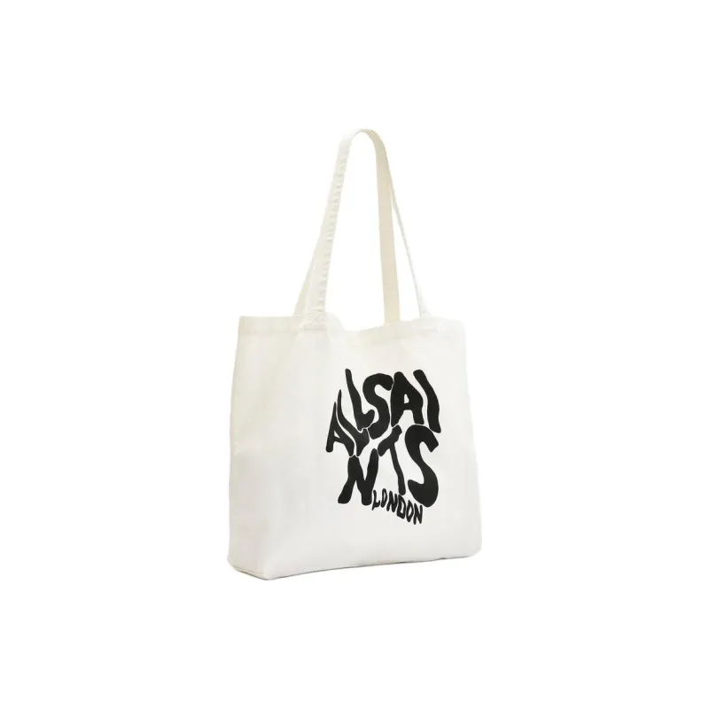 ALLSAINTS Organic Cotton Tote Bag Shopping Bag Shoulder Bags Men's White & Black-1