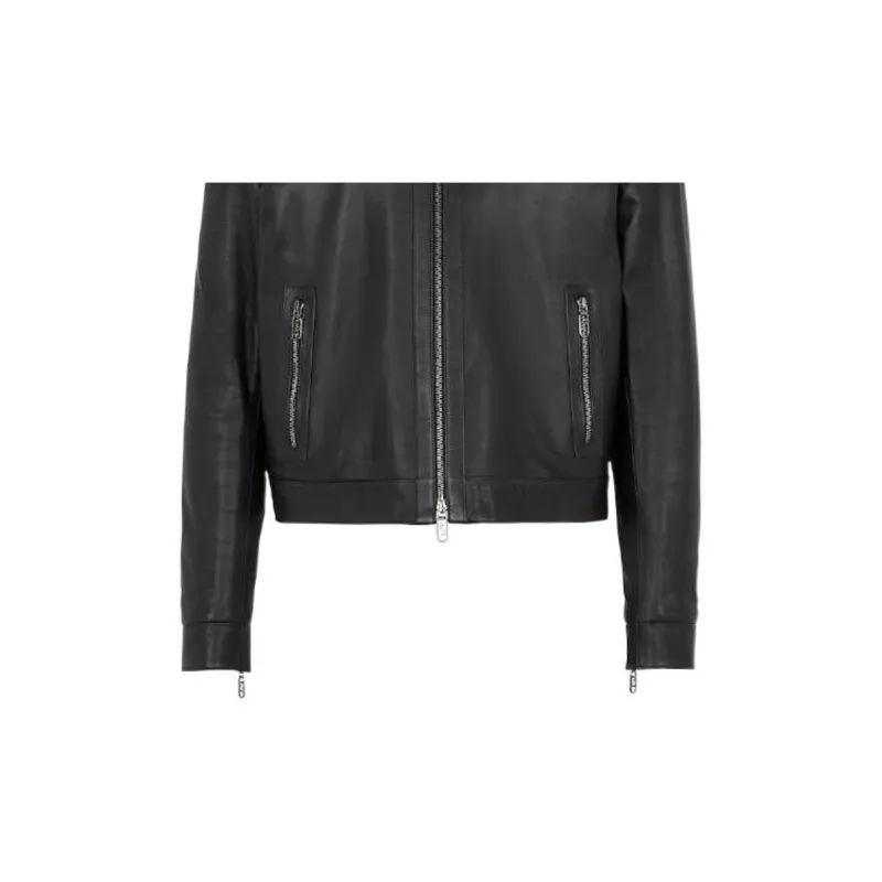 FENDI Leather Jackets Men Black-4