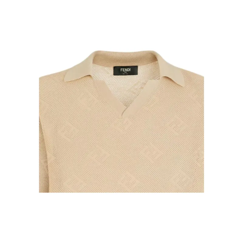 FENDI Short Sleeved V Neck Polo Shirt-2