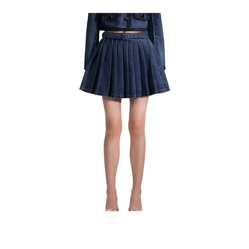 Self portrait Denim Short Skirts Women's Denim Blue-1