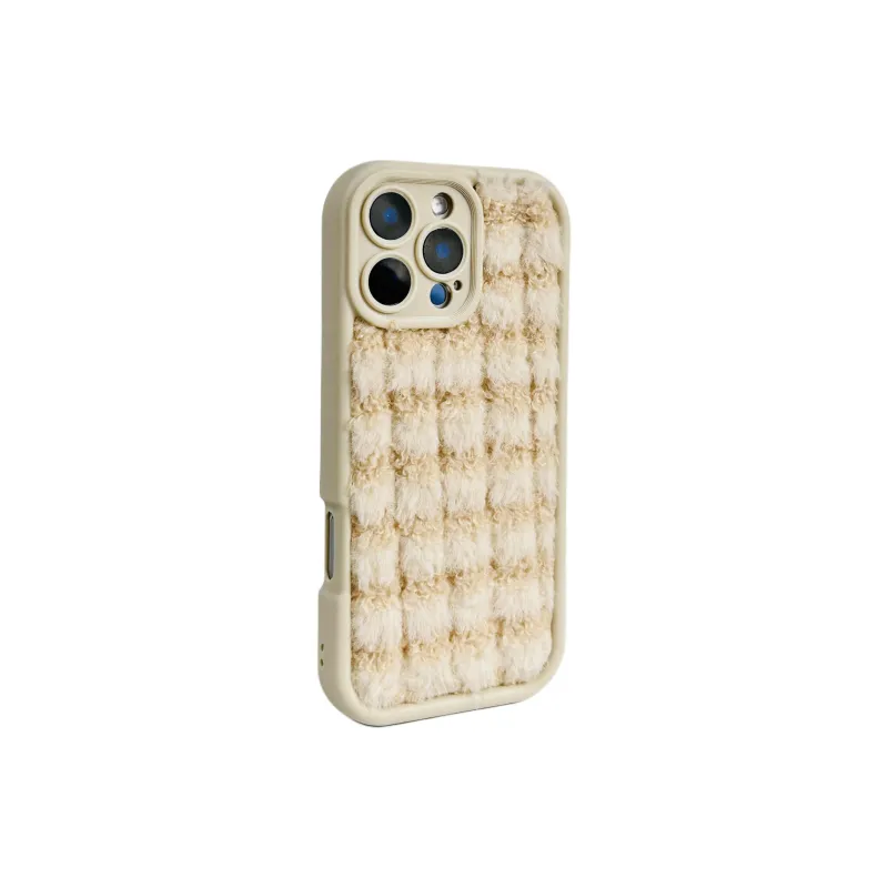 Wei Xin Plush Material Solid Color Plush Plaid Phone Cases Compatible With IPhone 16/15 Pro Max/Apple 13/14 Pro/Max-1