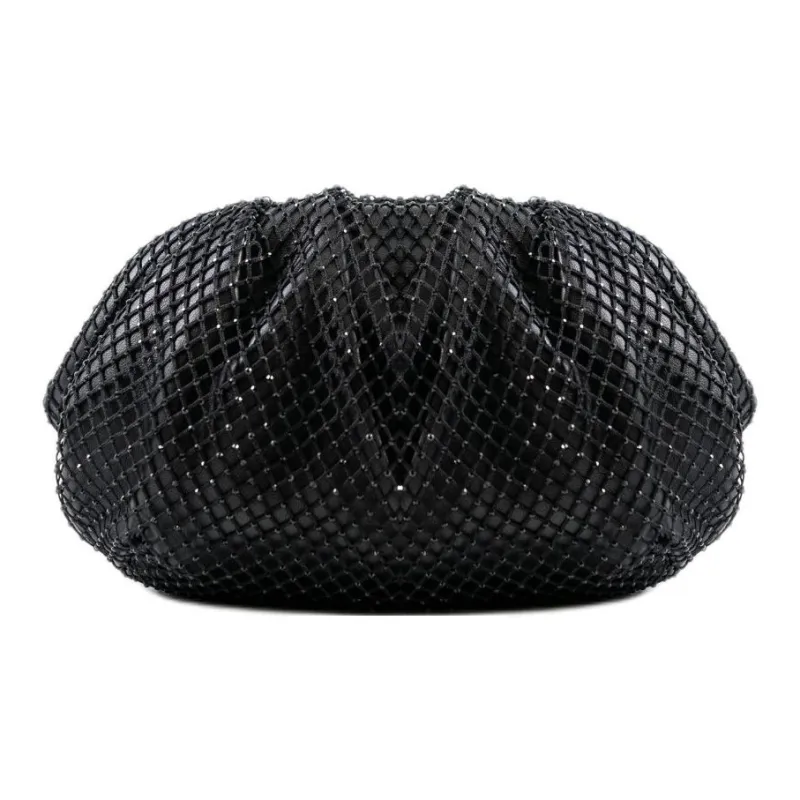 STUDIO AMELIA Chrome-Free Sheep Nappa Leather Clutch Mini Women's Black-0
