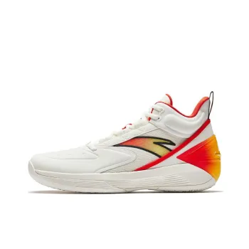 Anta Slip Resistant Coverage Wear Resistant High Top Basketball Shoes Men's White Orange Red