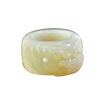 Jade Charm Yao Hetian Jade Rings White Jade/Pale Greenish White Jade Unisex