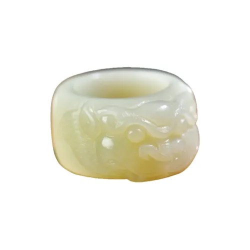 Jade Charm Yao Hetian Jade Rings White Jade/Pale Greenish White Jade Unisex