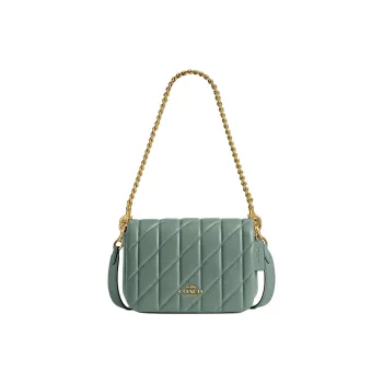 COACH Leather Portable Crossbody Bag Shoulder Bag Small Size Women's Green