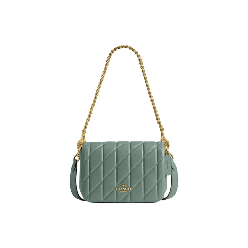 COACH Leather Portable Crossbody Bag Shoulder Bag Small Size Women's Green-0