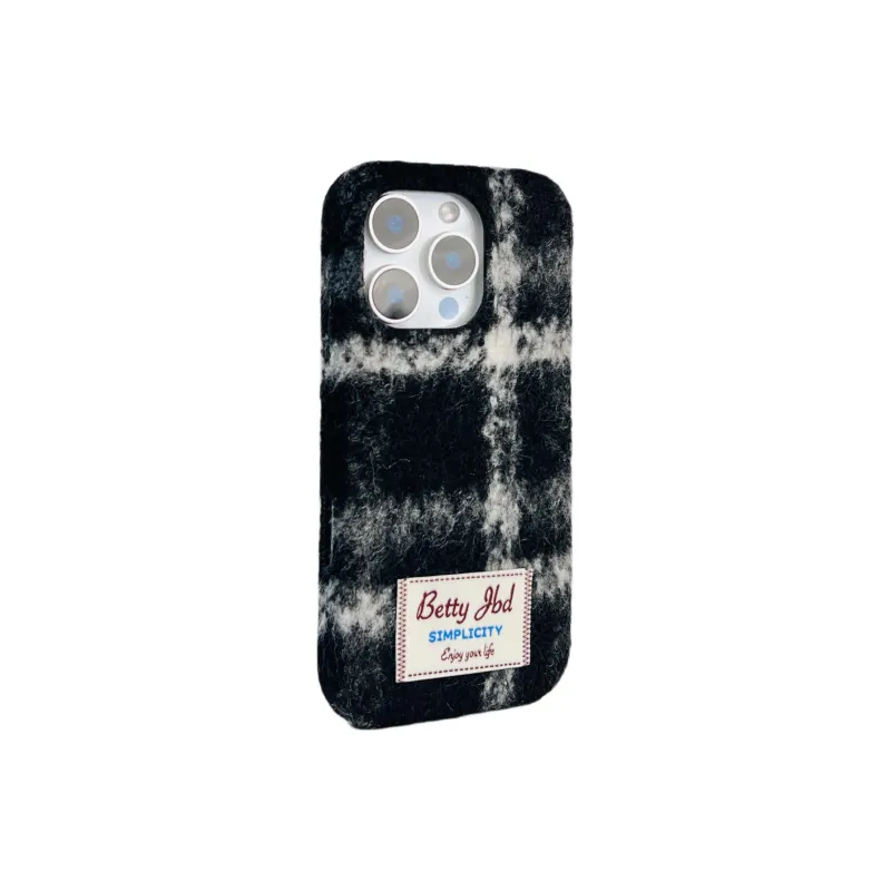 Wei Xin Plush Material Label Plush Mesh Phone Cases Compatible With IPhone 16/15 Pro Max/Apple 13/14 Pro/Max-5