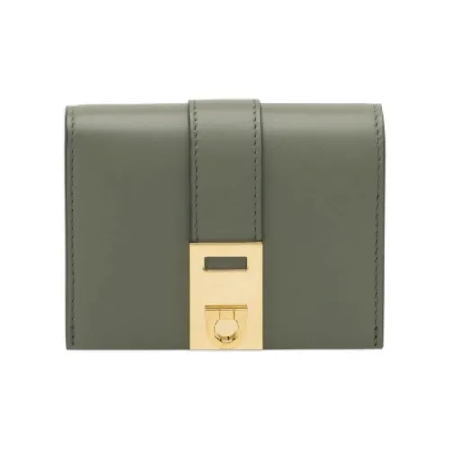 FERRAGAMO Calfskin Wallet Women's Dark Gray