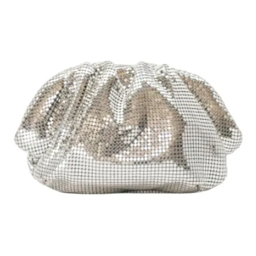 STUDIO AMELIA Copper Ball Net Clutch Women's Silver