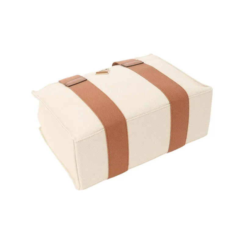 GUESS Cotton Tote Bag Shopping Bag Shoulder Bag Crossbody Bag Handbag Small Size Women's Camel-4