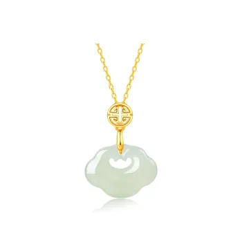 Lao Feng Xiang Hetian Jade Necklaces Green Jade Women's