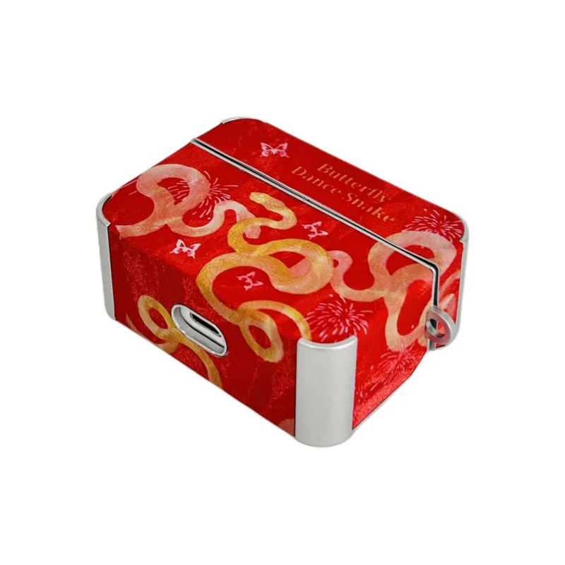Wei Xin Compatibility With Apple AirPods 4/2/3/4th Generation/AirPods Pro/Pro 2 Leather Firework Snake Headphone Cases-3