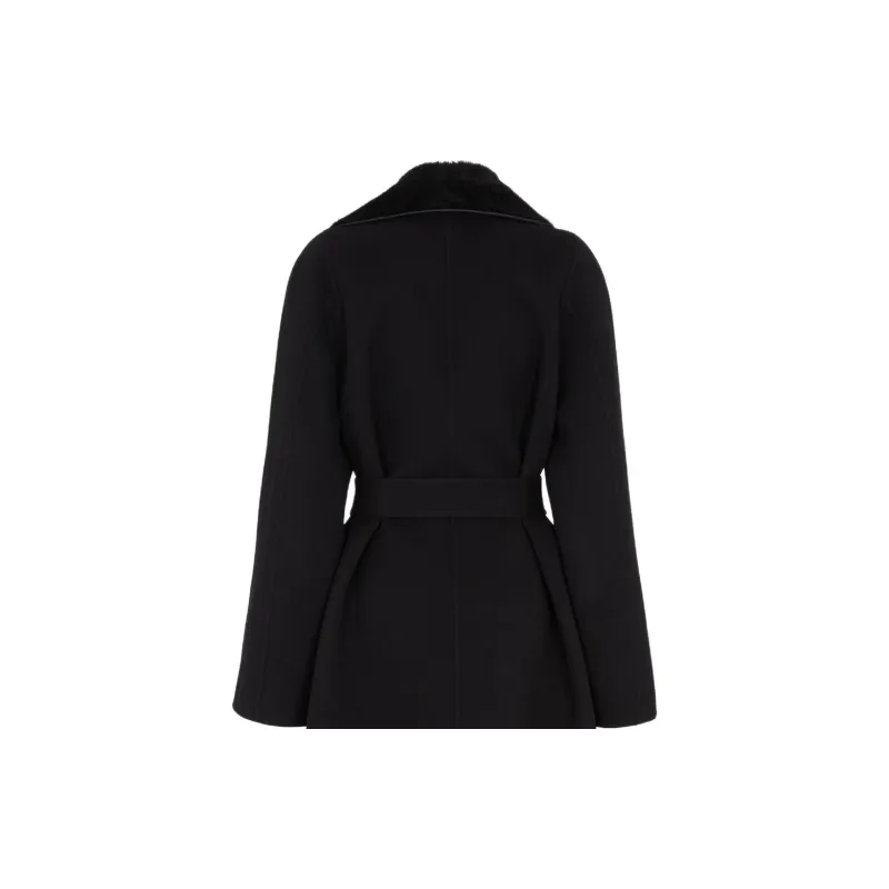 FENDI Wrap Style Belted Waist Cocoon Coat-4