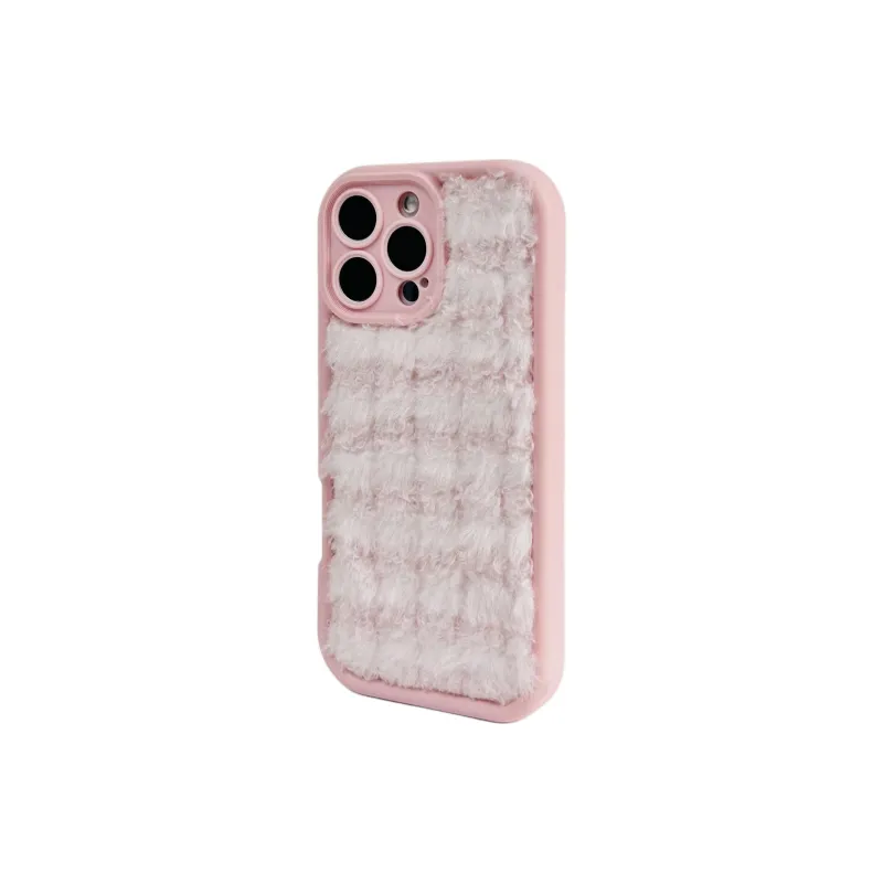 Wei Xin Plush Material Solid Color Plush Plaid Phone Cases Compatible With IPhone 16/15 Pro Max/Apple 13/14 Pro/Max-10