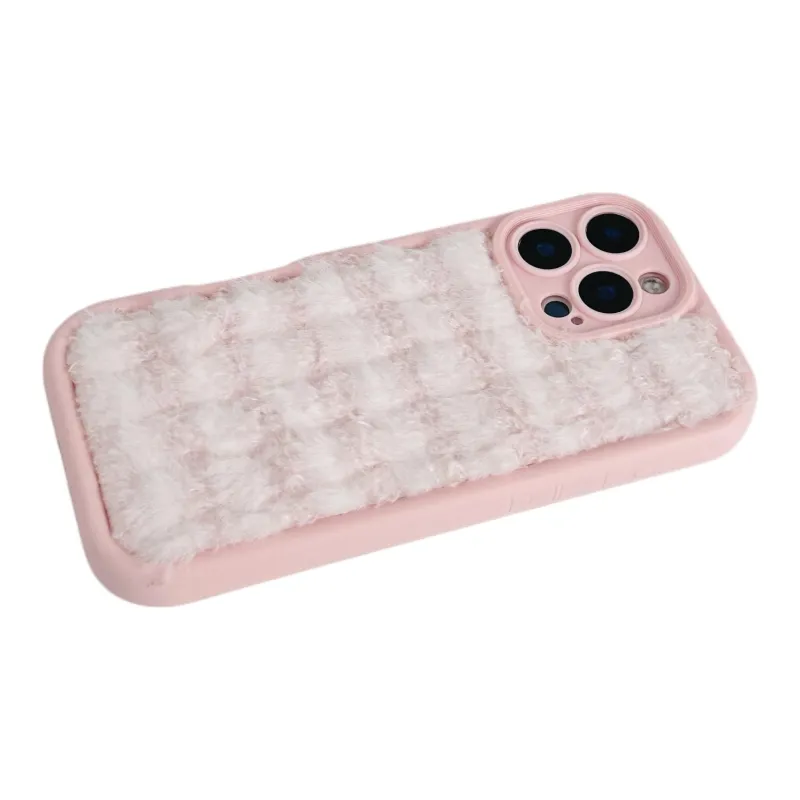 Wei Xin Plush Material Solid Color Plush Plaid Phone Cases Compatible With IPhone 16/15 Pro Max/Apple 13/14 Pro/Max-11