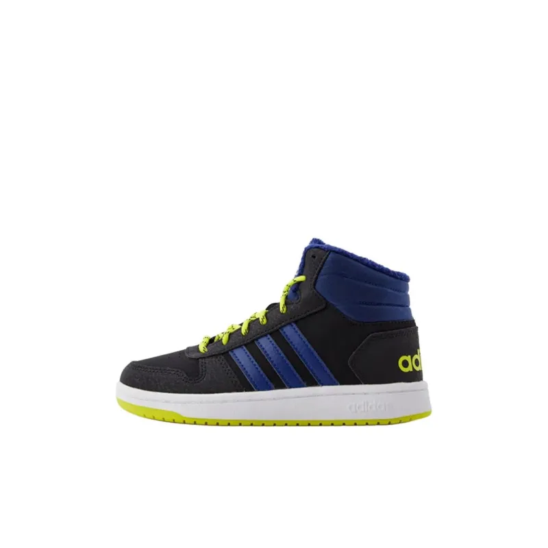 Adidas Neo Hoops 2.0 Abrasion Resistant Shock Absorbers Mid Top Basketball Shoes Blue Black Kids'-0