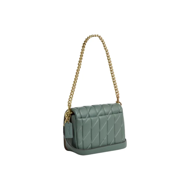 COACH Leather Portable Crossbody Bag Shoulder Bag Small Size Women's Green-1