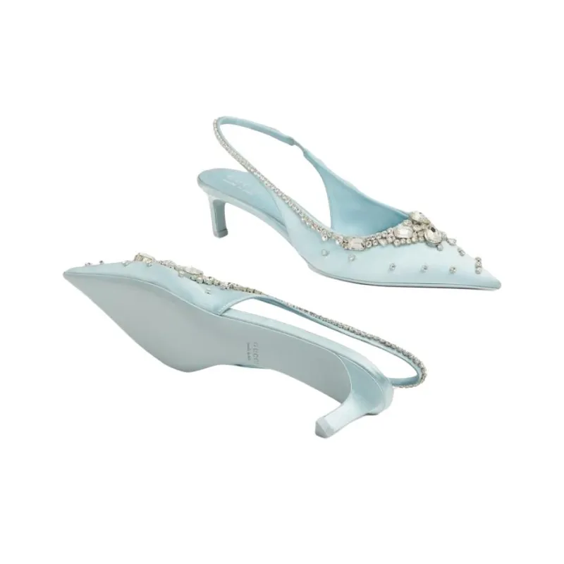 GUCCI Slim Heel High Heels 4.5cm Women's Light Blue-5