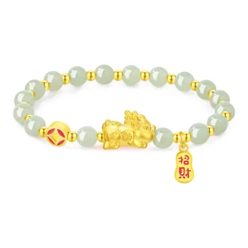 Lao Feng Xiang Hetian Jade Bracelets Green Jade Women's