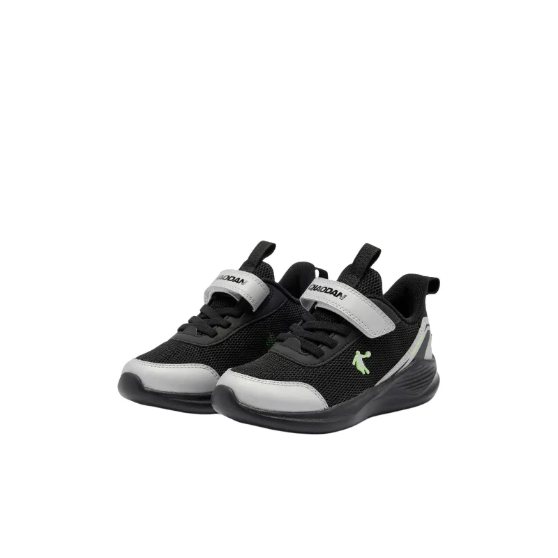 QIAODAN Anti Slip Wear Resistant Low Top Kids' Running Shoes Black Silver Children Aged 3 7 Years Old-2
