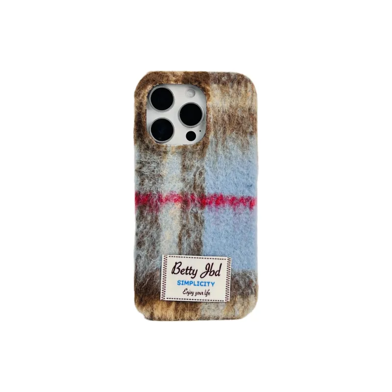 Wei Xin Plush Material Label Plush Mesh Phone Cases Compatible With IPhone 16/15 Pro Max/Apple 13/14 Pro/Max-0