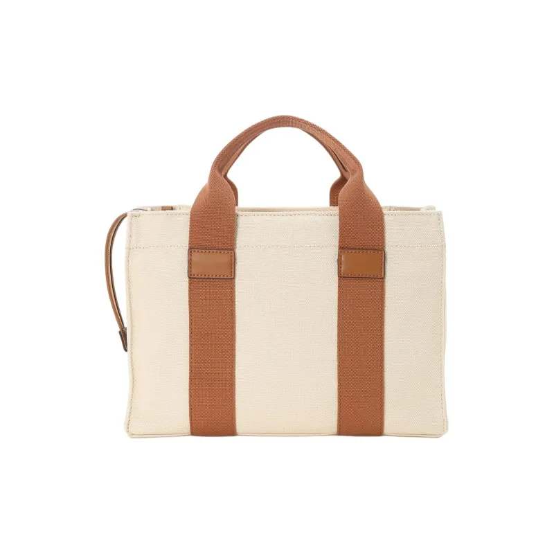 GUESS Cotton Tote Bag Shopping Bag Shoulder Bag Crossbody Bag Handbag Small Size Women's Camel-3