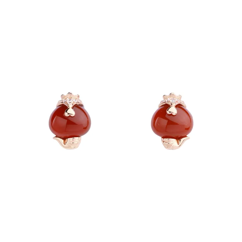 CHINA GOLD Agate Earrings Women's-0