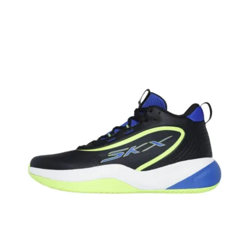 Skechers SKX Anti-Slip Wear-Resistant High-Top Basketball Shoes Unisex Blue