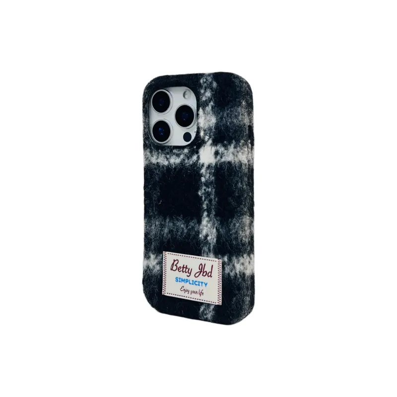 Wei Xin Plush Material Label Plush Mesh Phone Cases Compatible With IPhone 16/15 Pro Max/Apple 13/14 Pro/Max-6