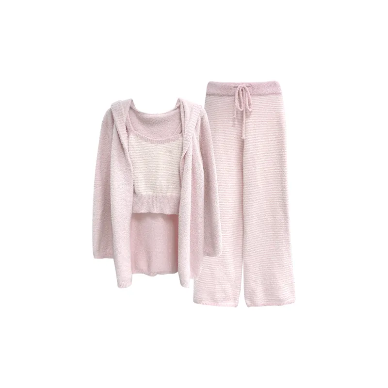 Kosrood Pajama Set Women's Three Piece Set Pink-0