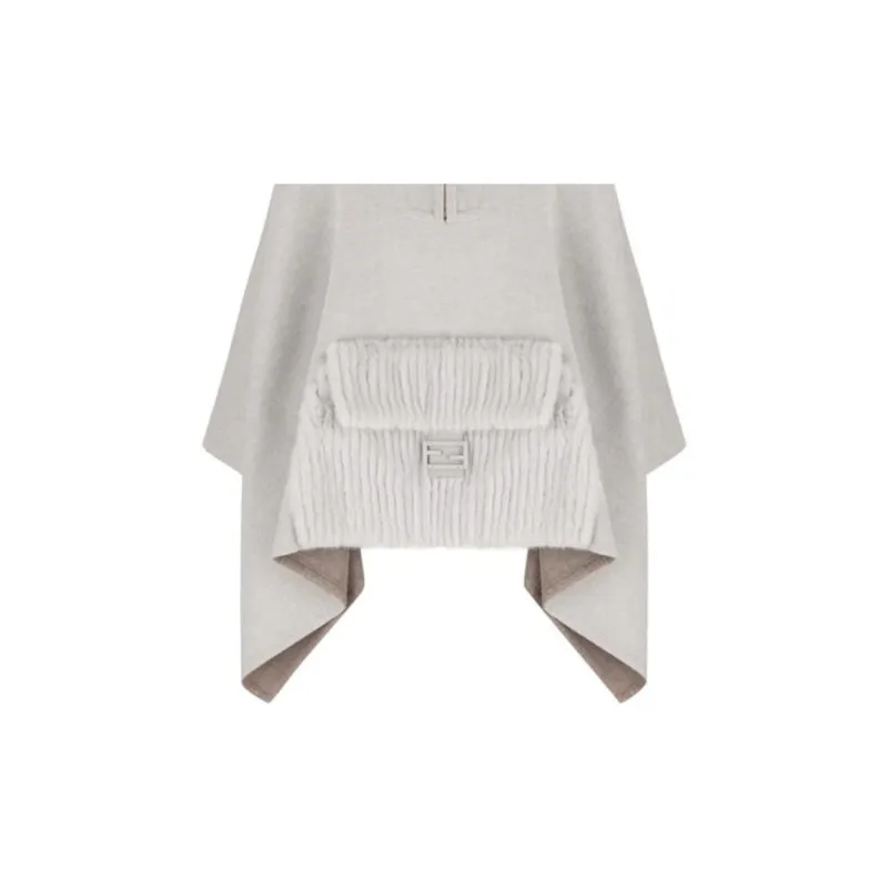 FENDI Logo Plaque Hooded Poncho-3