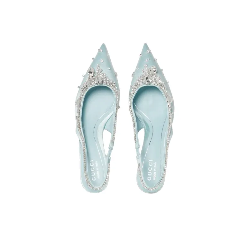 GUCCI Slim Heel High Heels 4.5cm Women's Light Blue-4