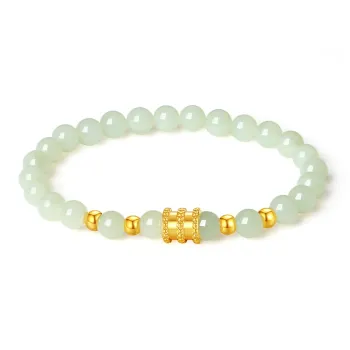 Furunlai Gold Small Round Pendant With Jade Bracelet Solid Gold 999 Priced In Gram Bracelets Unisex