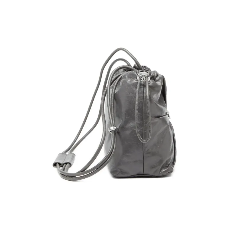 DIESEL Cow Leather Bucket Bags Shoulder Bags Women's Gray-1