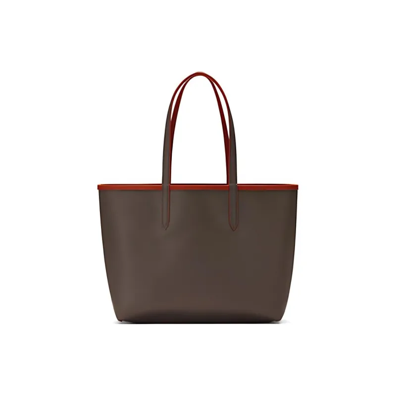 LACOSTE PVC Tote Bag Shopping Bag Shoulder Bag Handbag Large Size Women's Red Tea Brown & Dark Cloud Black-1