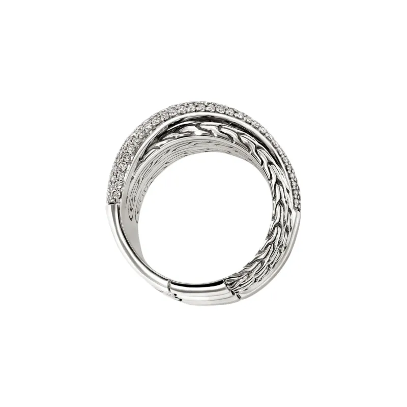 John Hardy Sterling Silver Jh Essential Crossover Diamond Ring-3