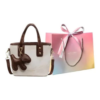 Yalu PU Handbag Shoulder Bag Regular Women's Ecru/Black/Dark Brown/Pink