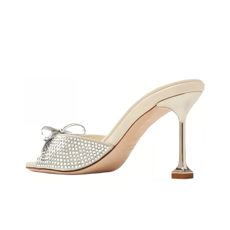 MIU MIU Slide Slippers 9cm Women's Silver-2