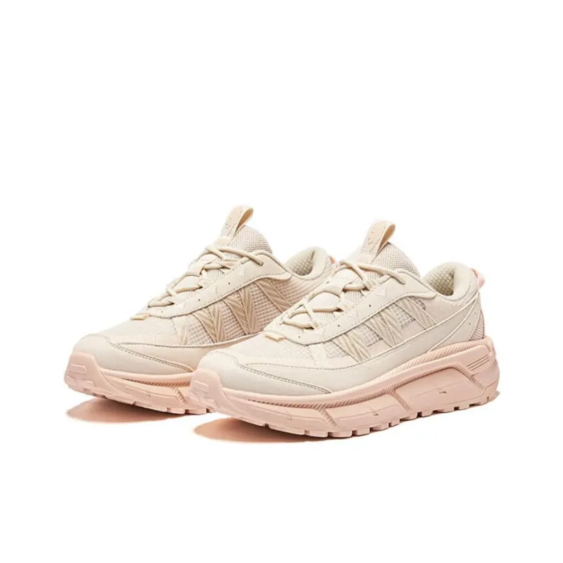 Erke Anti Slip And Wear Resistant Coverage Low Top Chunky Sneakers Women's Beige Pink-2