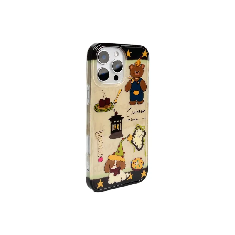 Sopi Acrylic Material Bear Puppy Bracelet Phone Cases Compatible With IPhone 16/15 Pro Max/Apple 13/14 Pro/Max-3