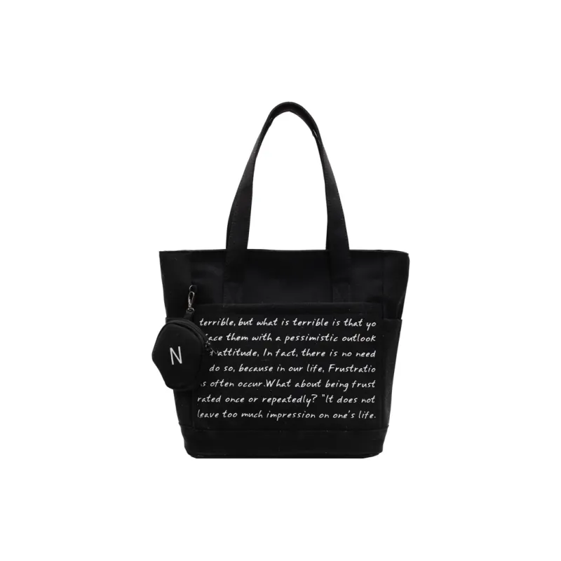 GOBLIN SHARKS 1759 Fabric Tote Bag Shopping Bag Shoulder Bags Unisex Ecru/Black/Khaki-7