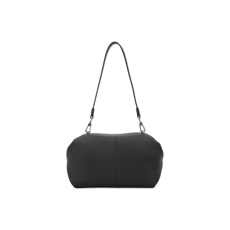 VENOF Top Grain Cow Leather Shoulder Bag Women's Elephant Gray/Mirrored Black-9