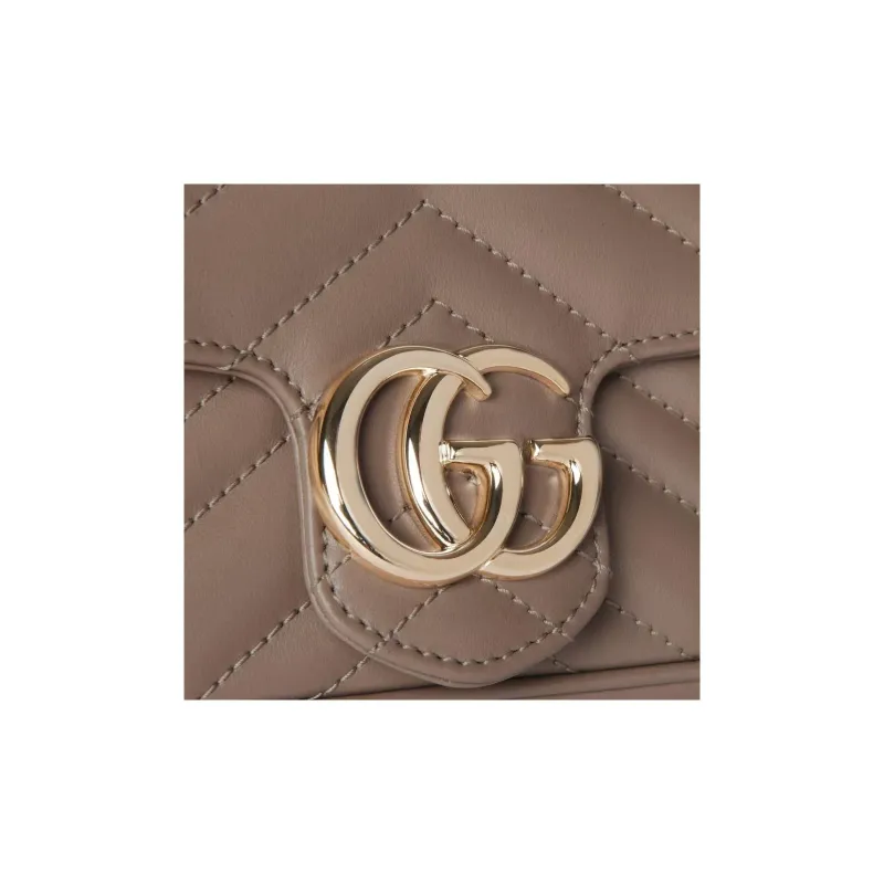 GUCCI GG Marmont Leather Shoulder Bag Mini Women's Taupe-6