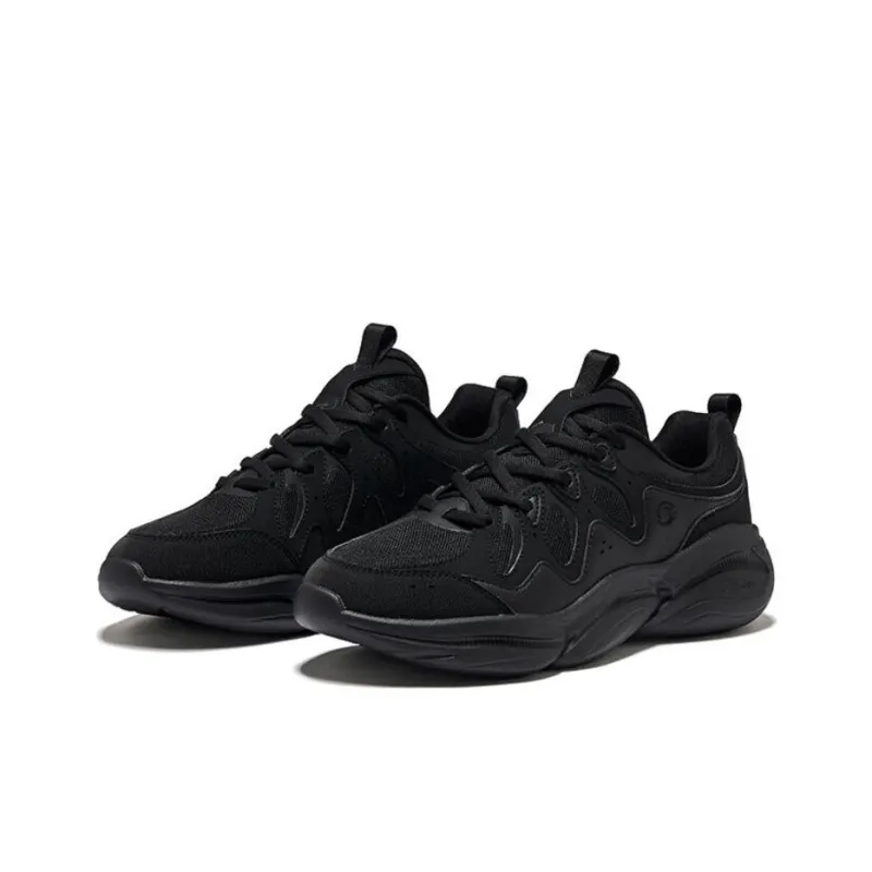 Erke Anti Slip And Wear Resistant Coverage Low Top Chunky Sneakers Men's Black-2